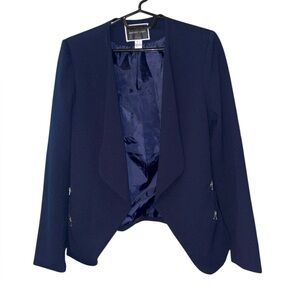 ANTOHER STORY Navy Blazer w/ Zipper Embellishments